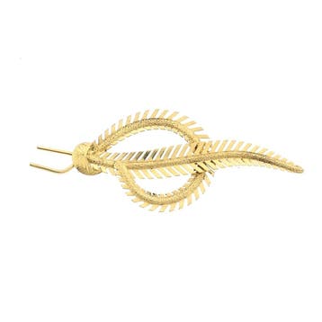 Vintage gouden broche van een veer, Ophalen of Verzenden, Gebruikt, Goud, Goud