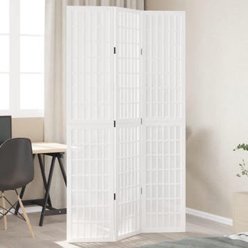 vidaXL Kamerscherm met 3 panelen massief paulowniahout wit, Verzenden, Nieuw