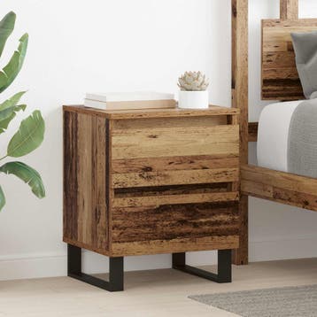 vidaXL Nachtkastje 2 st Oudhout 40 x 35 x 50 cm Bewerkt hout, Minder dan 45 cm, Verzenden, Nieuw, Minder dan 55 cm