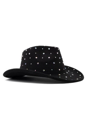 KIMU® Cowboyhoed Zwart Steentjes Cowgirl Western Hoed Zwarte, Ophalen of Verzenden, Nieuw, Carnaval