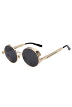 Ronde Zonnebril Steampunk Vintage Goud Montuur Rond Zwarte G, Ophalen of Verzenden, Nieuw, Zwart