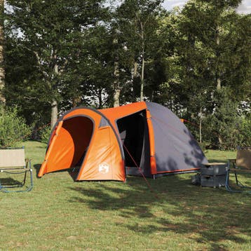 vidaXL Koepeltent Koepel met dak Grijs en Oranje 384 x 254 x, Verzenden, Nieuw, Tot en met 2