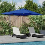 vidaXL Parasol Azurblauw 351 x 250 x 253 cm Polyester en, Tuin en Terras, Parasols, Verzenden, Nieuw, 2 tot 3 meter