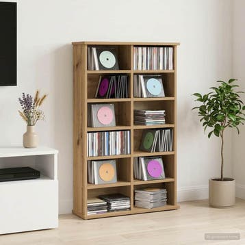 vidaXL CD Kast Artisanaal eiken 60 x 17 x 92 cm Bewerkt hout, Huis en Inrichting, Verzenden, Nieuw