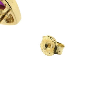 Gouden oorbellen met robijn en diamant; 0,39 ct., Sieraden, Tassen en Uiterlijk, Oorbellen, Gebruikt, Ophalen of Verzenden, Met edelsteen