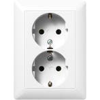 JUNG AS500 Wandcontactdoos + randaarde 2V Alpine wit, Ophalen of Verzenden, Nieuw