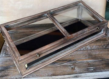 Vitrine - Tafel vitrine - Hout, Glas - Grote Toonbankvitrine