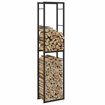 vidaXL Haardhoutrek 50x30x209 cm staal zwart, Verzenden, Nieuw