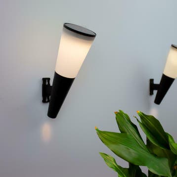 Solar wandlamp Torch - Set van 2 - Op zonne-energie, Zonne-energie, Kunststof, Verzenden, Wandlamp