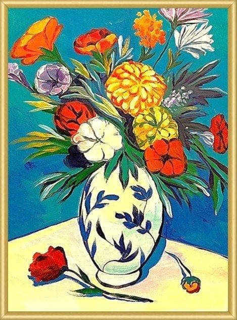 E. García (XX) - Flores de campo XL (no reserve), Antiek en Kunst, Kunst | Schilderijen | Modern