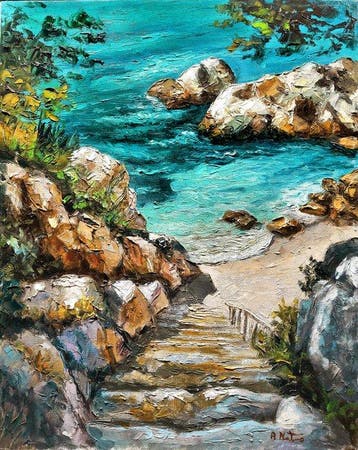 A. Neto (XX) - Paesaggio Marino, Antiek en Kunst, Kunst | Schilderijen | Klassiek