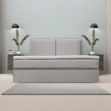 Boxspring Detroit - Chenillestof - Incl. Opbergruimte - Grij, Verzenden, Nieuw