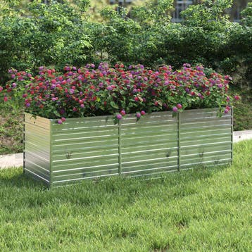 vidaXL Plantenbak verhoogd 240x80x77 cm gegalvaniseerd staal, 100 cm of meer, Verzenden, Nieuw, Metaal