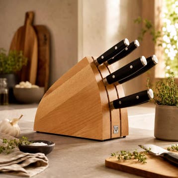 Yaxell Ran Messenset – 7-delig – Beukenhouten Messenblok, Ophalen of Verzenden, Nieuw, Hout