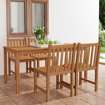 vidaXL 5-delige tuinset 160x80 cm massief teakhout, 4 zitplaatsen, Verzenden, Nieuw, Tuinset