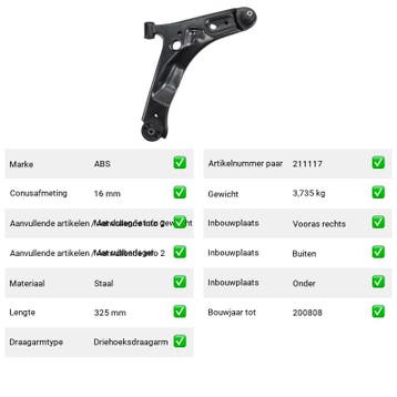 Draagarm Kia Picanto 1.1 (SA) Van 2004-04 tot 2011-09 - Auto, Verzenden, Nieuw, Kia