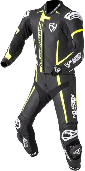 MUGENRACE Mucho Zwart Wit Neon Geel 2-Delig Motorpak, Nieuw met kaartje, MUGENRACE, Heren, Combipak