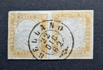 Italiaanse oude staten - Sardinië 1855 - 80 centesimi licht, Gestempeld