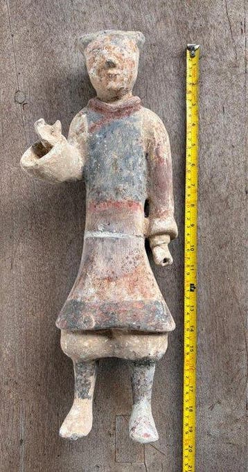 Oud-Chinees, Han-dynastie Terracotta Mingqi-krijger - 46 cm