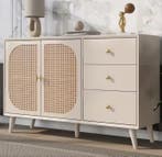Keukendressoir Rotan Look – 3 Lades & 2 Deuren Off-White, Verzenden, Nieuw