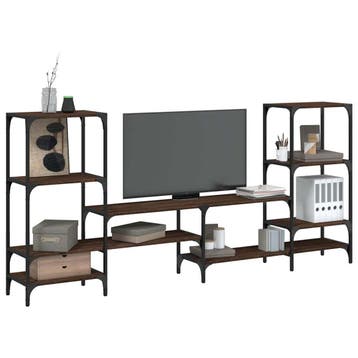 vidaXL Tv-meubel 206,5x28,5x95 cm bewerkt hout bruin, Verzenden, Nieuw, Overige houtsoorten