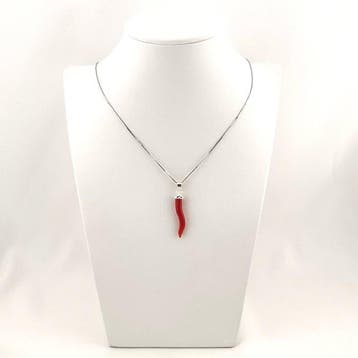 Koraal - Zilver - Ketting met hanger - met de hand