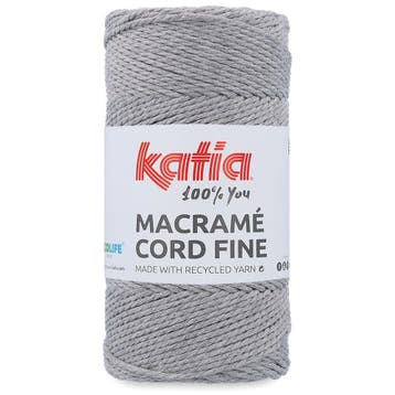Katia Macramé Cord Fine - 201 Grijs - Gerecycled Katoenmix, Ophalen of Verzenden, Nieuw