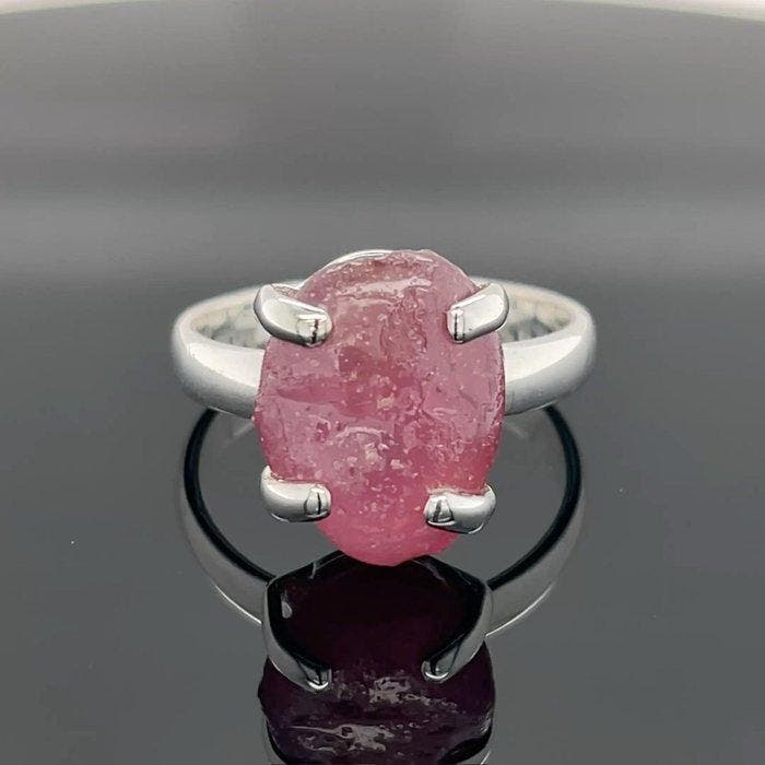 Zilver - Ring - Natuurlijke Ruby, Verzamelen, Mineralen en Fossielen
