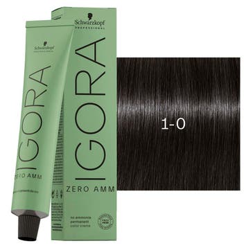 Schwarzkopf – Igora Zero Ammonia 60 ml – 1.0 Zwart, Verzenden, Nieuw