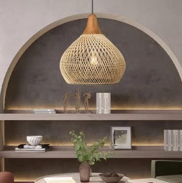 Rotan Hanglamp – Handgeweven Bamboe Plafondlamp Retro Design, Huis en Inrichting, Lampen | Hanglampen, Verzenden, Nieuw