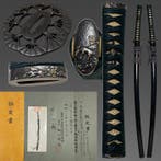 Katana - Antiek Nihonto, Kurokawarinuri-saya Uchigatana, Antiek en Kunst, Antiek | Overige Antiek