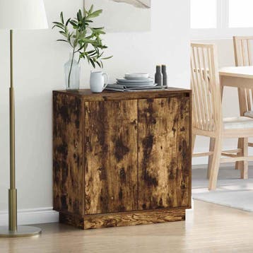 vidaXL LED Sideboard Gerookt eiken 71 x 34,5 x 75 cm Bewerkt, Verzenden, Nieuw