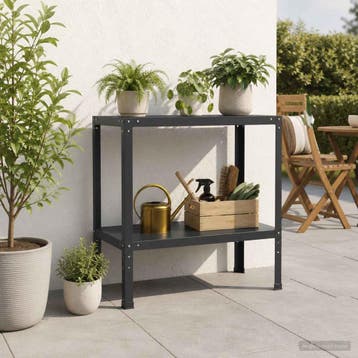 vidaXL Planttafel 60 x 50 x 80 cm Gepoedercoat staal Zwart, Verzenden, Nieuw