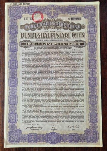 Oostenrijk. 500 Franken - 1931 Bundeshauptstadt Wien - Gold