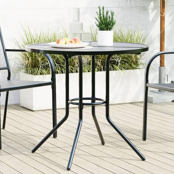Design Bistrotafel Antraciet | 35% Korting, Tuin en Terras, Tuintafels, Rond, Zo goed als nieuw, Metaal, Ophalen of Verzenden