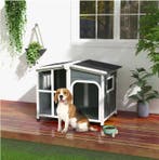 Houten Hondenhok Donkergrijs – Weerbestendig Buitenhuis met, Verzenden, Nieuw