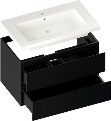 2dekans | Mirlux Badkamermeubel Mat Zwart 80 cm - Wastafel, Huis en Inrichting, Ophalen of Verzenden, Zo goed als nieuw