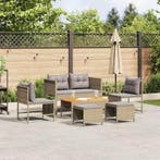 vidaXL Tuinbankenset met kussen 6 pcs Beige en Licht Grijs, Tuin en Terras, Tuinsets en Loungesets, Verzenden, Nieuw, Rotan, 6 zitplaatsen