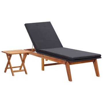vidaXL Ligbed met tafel poly rattan en massief acaciahout, Verzenden, Nieuw