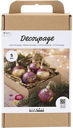 Diykit pakket hobbyset kerstballen decoupage met, Ophalen of Verzenden, Nieuw