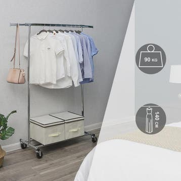 Verrijdbaar Kledingrek op Zwenkwielen - Belastbaar tot 90 kg, Verzenden, Nieuw