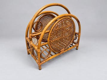 Tijdschriftenhouder - rotan - Vintage rotan tijdschrift
