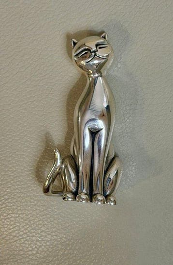 Romar Preziosi d’Arte - Beeldje - Elagant CAT - Hallmarked -, Antiek en Kunst