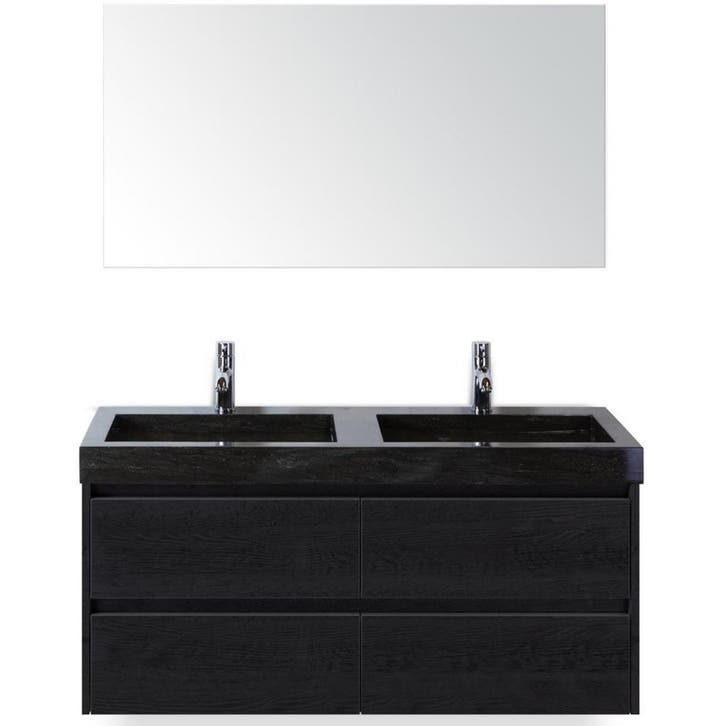 Dante Badmeubelset 120 cm - Black Oak - Wastafel Hardsteen, Huis en Inrichting, Badkamer | Badkamermeubels, Nieuw, Ophalen of Verzenden
