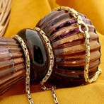 Gouden vierkante koningsschakel ketting, Ophalen of Verzenden, Gebruikt, Overige kleuren, Goud