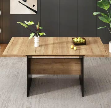 Uitschuifbare Eettafel 140–180 cm – Houtlook en Zwart, Huis en Inrichting, Tafels | Eettafels, Verzenden, Nieuw