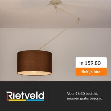 Rietveld-Hanglampen-Bruin, Beige, Zand-Stof, Metaal, Verzenden, Nieuw