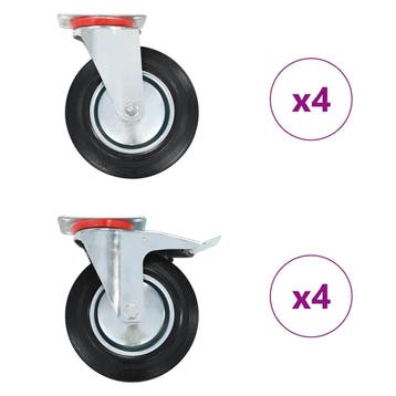 vidaXL 8 st Zwenkwielen 200 mm, Verzenden