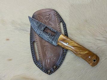 Premium Damascus Steel Outdoor Knife 237 with Turquoise