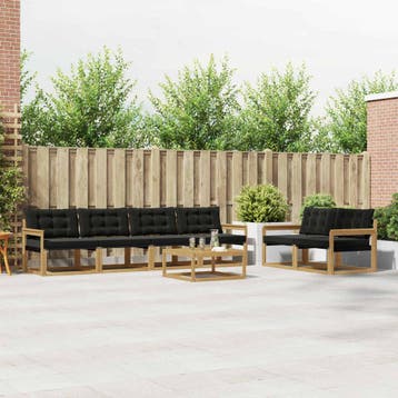 vidaXL Buiten bankenset 7 st Wit en zwart, Verzenden, Nieuw